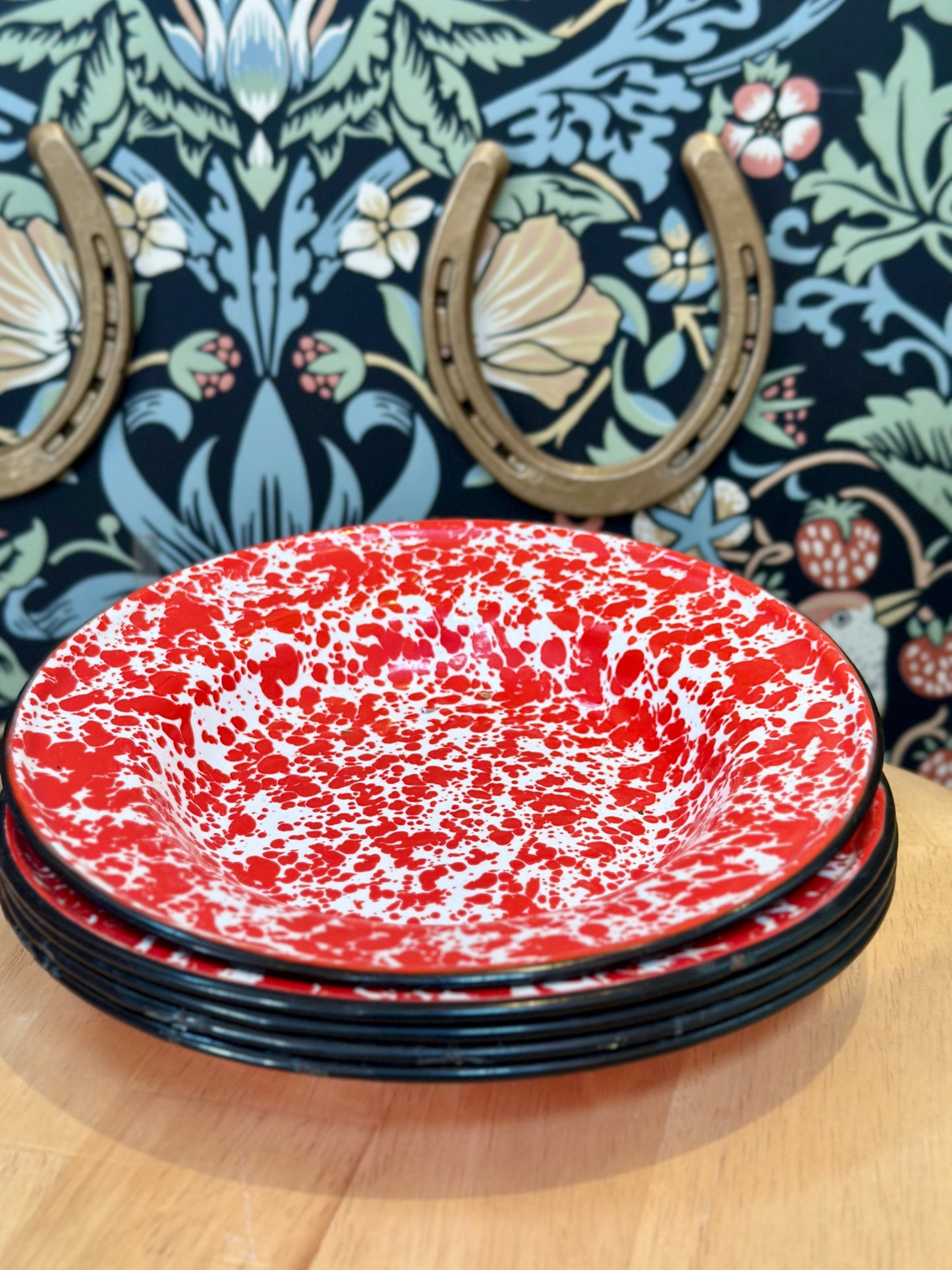 Vintage Farmhouse bowls | Red Spatter enamelware