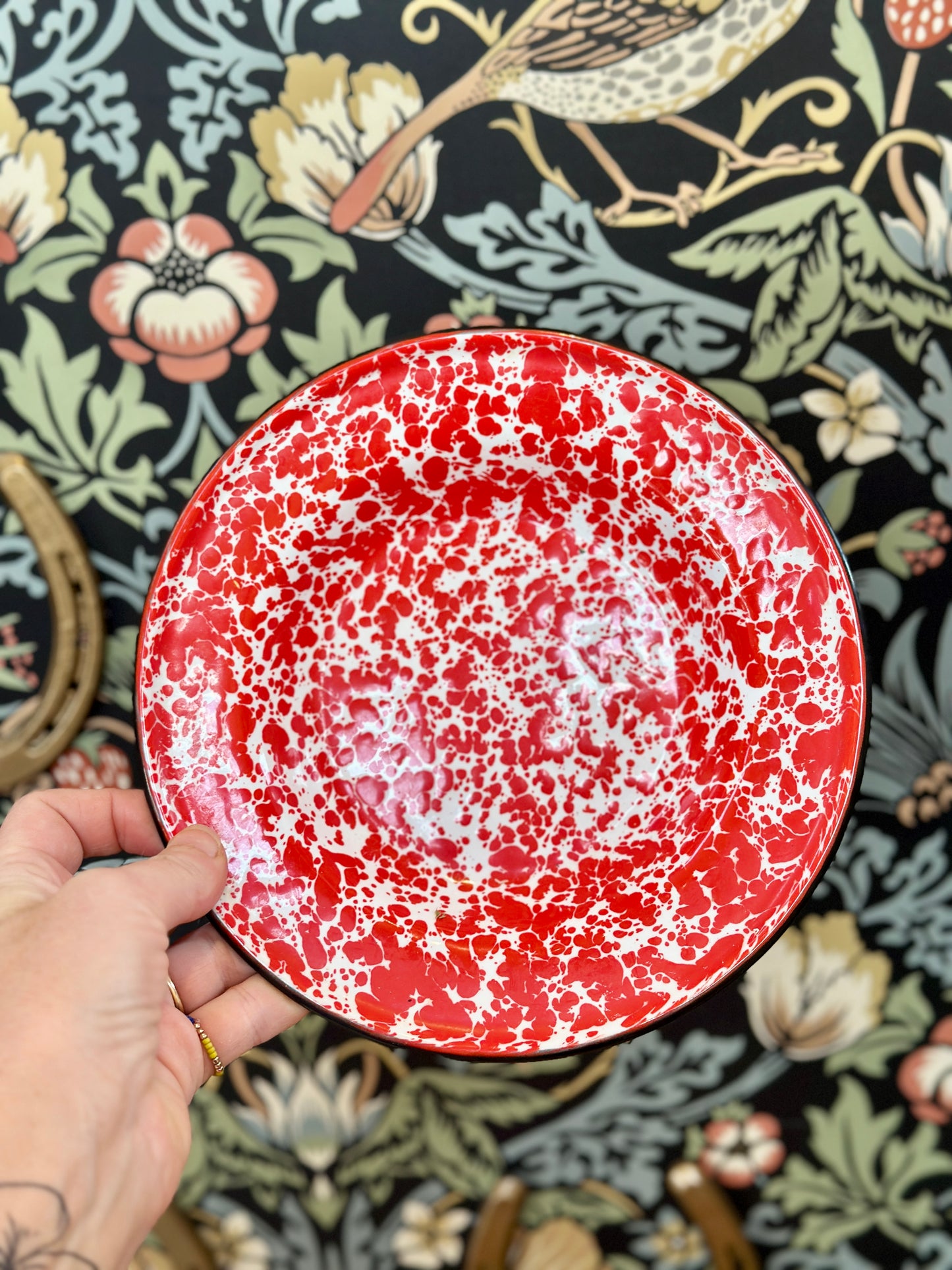 Vintage Farmhouse bowls | Red Spatter enamelware