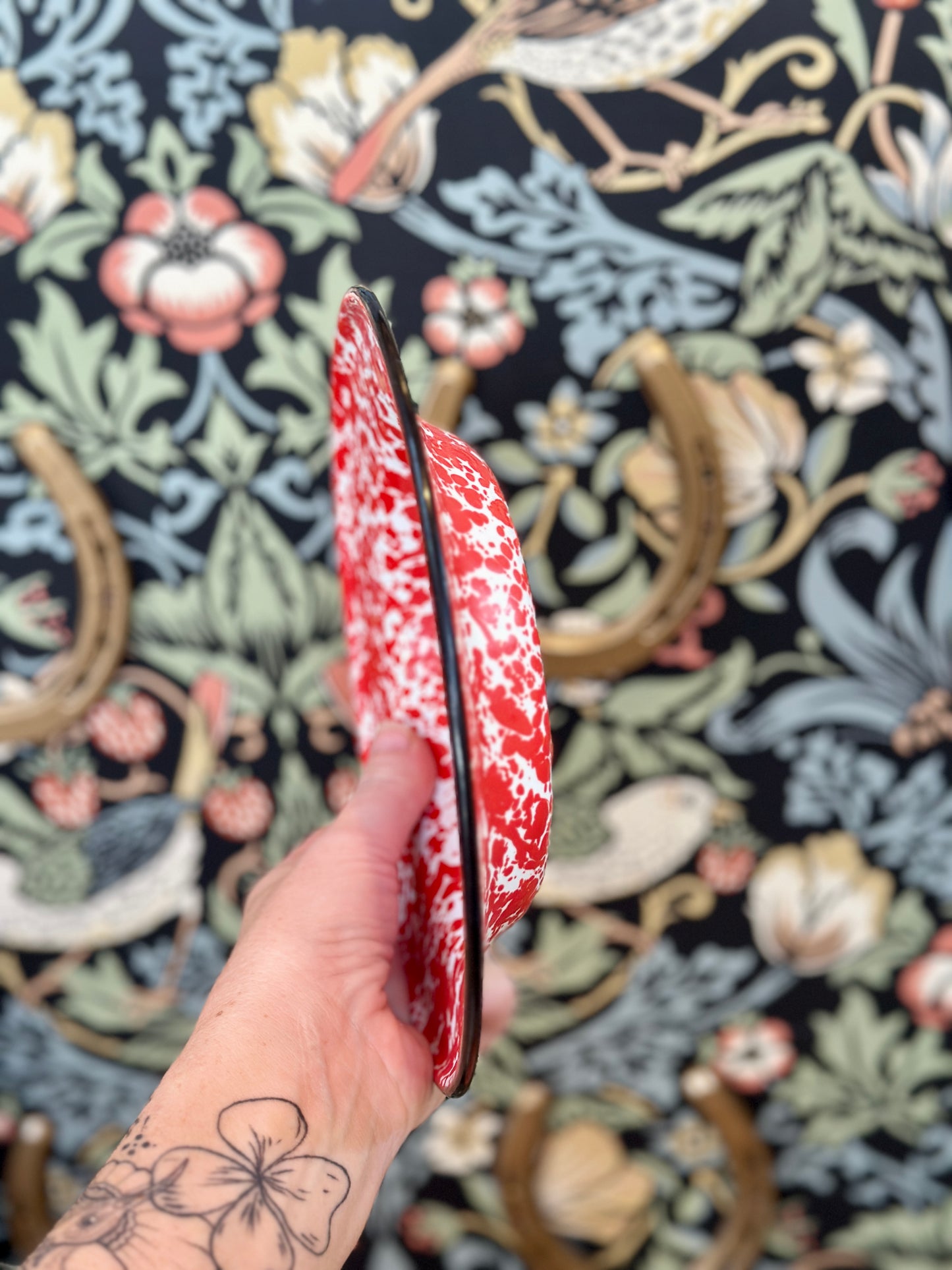 Vintage Farmhouse bowls | Red Spatter enamelware