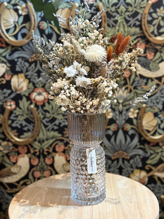 Clear Glass Vase with Arrangement