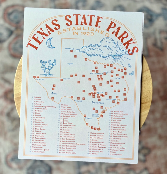 TX State Park Map Poster