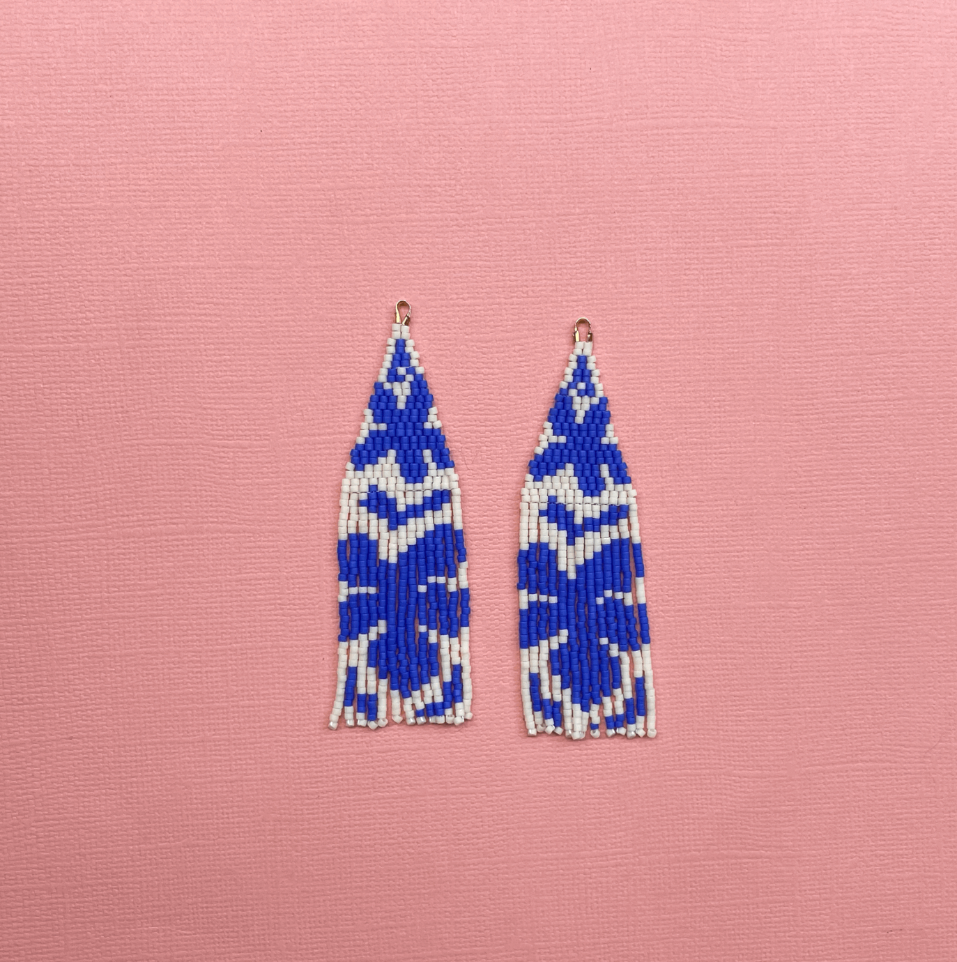 Blue Series - Florals Hand Beaded Drop Earrings