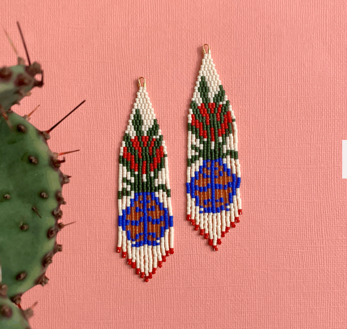 Ceramics and Plants Hand-Beaded Drop Earrings