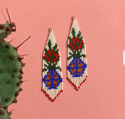 Ceramics and Plants Hand-Beaded Drop Earrings